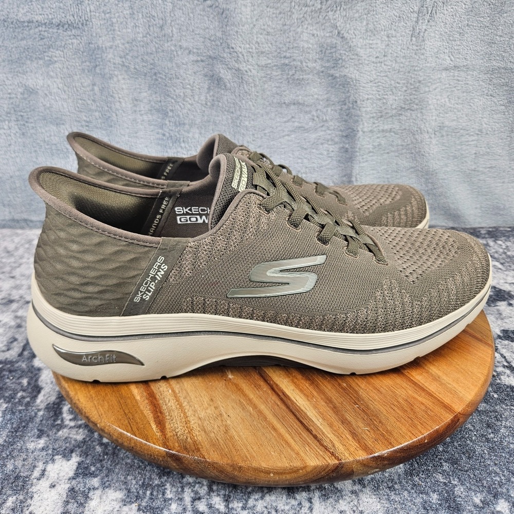 Skechers GO Walk Slip-Ins Arch Fit Shoes Mens 12 Taupe Slip On Walking Sneakers